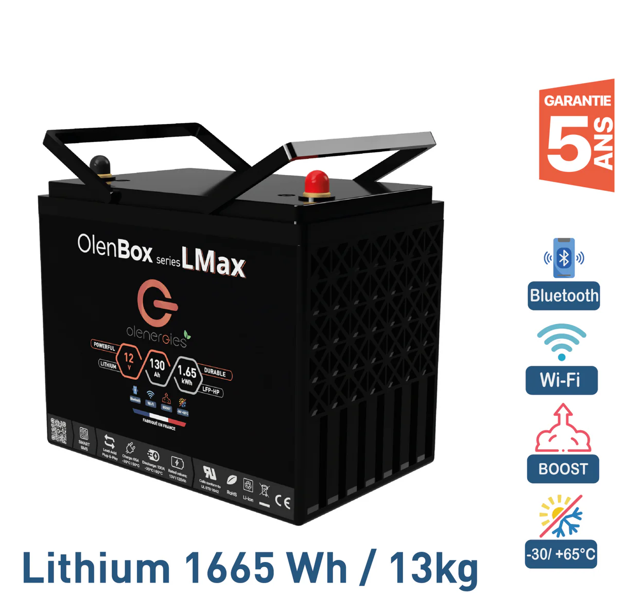 Batterie Lithium LFP 12V 135Ah LMax ECO OLENERGIES